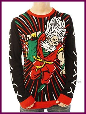 Knit Long Sleeve Crew Neck Pullover Christmas Sweater Anime Santa Holiday